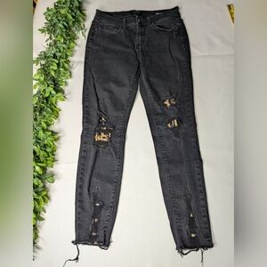 Judy Blue Black Skinny Fit Leopard Distressed Jeans Size 9/29